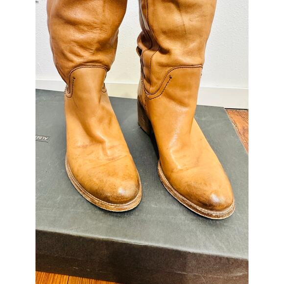 ALBERTO FERMANI Women's Tan Cognac Tall Soft Supple Riding Leather Boots Size 8 - Picture 7 of 8
